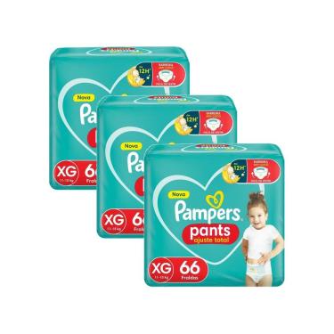 Imagem de Kit 3 Fralda Pampers Pants Ajuste Total Tamanho XG com 66 Unidades