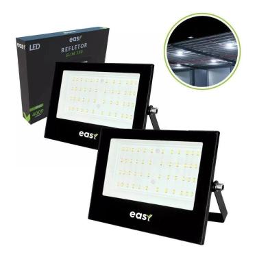 Imagem de 2X Kit 2 Refletor Led 100W 6500K Branco Frio - Easy Cor Da L