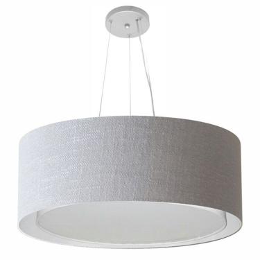 Imagem de Lustre Pendente Cilíndrico Duplo Md-4126 Cúpula Em Tecido 80x30cm Rustico Cinza - Bivolt