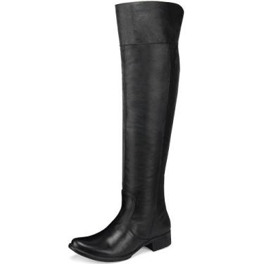 Imagem de Bota feminina over knee couro cc206 preta - CLA CLE, Preto, 35, Femini