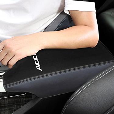 Imagem de HORRY Capa de apoio de braço para console central para Accord Sport EX LX Touring 2013-2017 protetor de couro impermeável acessórios interiores (ponto preto)