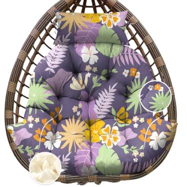 Imagem de Tycdiose Almofada de substituição para cadeira de ovo para pendurar ao ar livre, almofadas extra grandes à prova d'água para balanço de ovo com almofada de encosto de cabeça e laços, almofada espessa