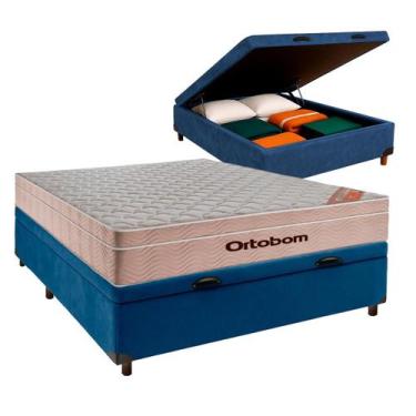 Imagem de Cama + Bau Blindado e Colchão Molas Ensacadas Casal - Ortobom