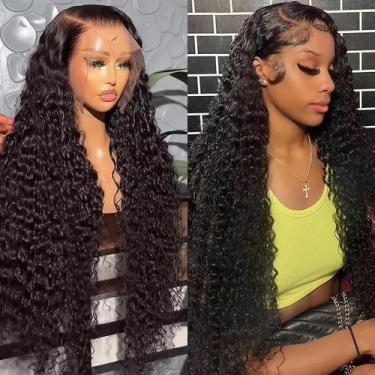 Imagem de Peruca Bangxunk Deep Wave Lace Frontal 13x6 HD Transparente 18"