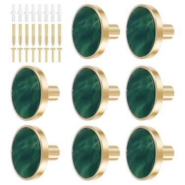 Imagem de WHSUNVO Conjunto de puxadores de gaveta de 8 peças, puxador de cômoda de liga de zinco com parafusos, puxador de gaveta dourado, puxador decorativo para móveis requintados, fácil instalação para porta