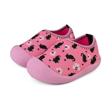 Imagem de Sapameia Infantil Antiderrapante Moda Menina Bebê Rosa Gatinhos Gatatu