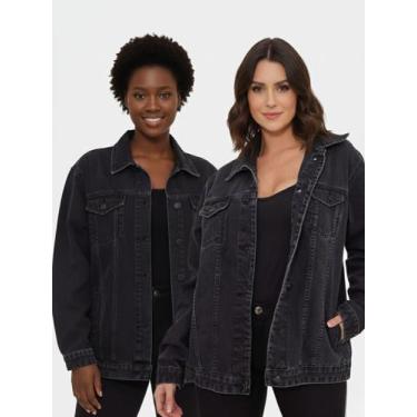 Imagem de KIT Feminino 2 peças - Jaqueta Feminina Maxxi Oversized Jeans Preto - 