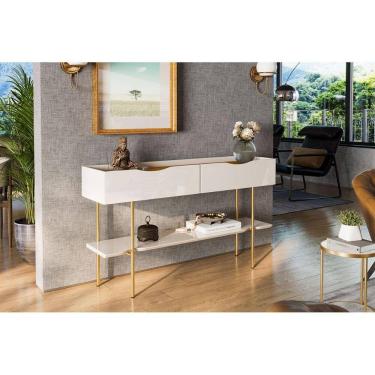 Imagem de Aparador Cairo C/ Prateleira para Itens e Decoração Off White/ Freijó