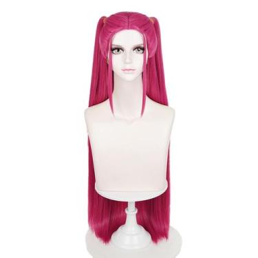 Imagem de Peruca de cosplay FILMIA de cabelo sintético rosa longo para mulheres