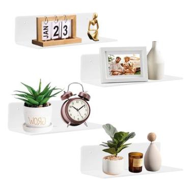 Imagem de Prateleira flutuante de acrílico de lítio 23 cm, adesivo sem broca, 4 