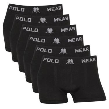 Imagem de Kit 6 Cuecas Polo Wear Menino Infantil Sem Costura Lisa, 6 preto, P