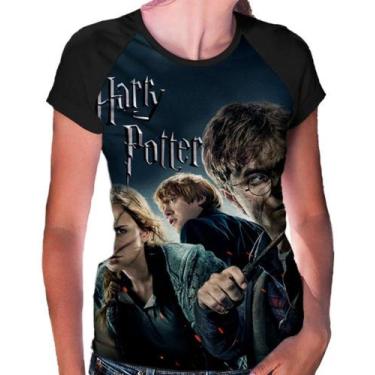Imagem de Camiseta Raglan Baby Look Harry Potter Ref:402 - smoke, Preto, GG
