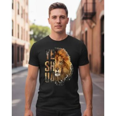 Imagem de Camiseta camisa algodão leão de Judá yeshua gospel Jesus - Dog's, Pret