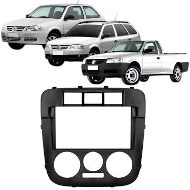 Imagem de Moldura 2 Din Gol G4 Parati Saveiro 2006 à 2009 3 Botões Preta Painel Multimidia 7 Polegadas Som