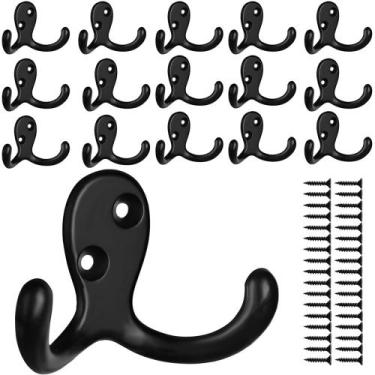 Imagem de Coat Hooks iBosins Heavy Duty Double Pin montados na parede x16