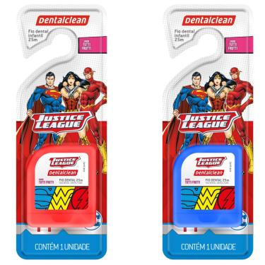 Imagem de FIO DENTAL INFANTIL HERÓIS LIGA DA JUSTIÇA 25M - DENTALCLEAN
