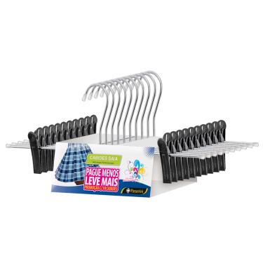Imagem de Cabide de Saia e Shorts Cromado Organização Roupa Armario - Kit com 30 unidades