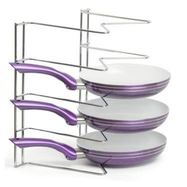 Imagem de Organizador Armário de Cozinha Porta Tampas Travessas Frigideiras Formas Suporte Cromado