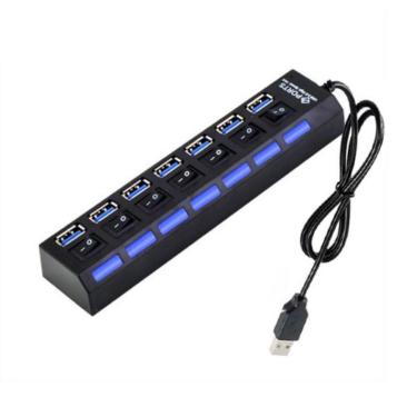 Imagem de Hub Usb 7 Portas 3.0 Pendrive Tv Mouse Teclado Adaptador.