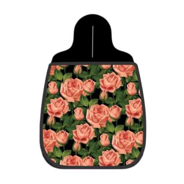 Imagem de Lixeira De Carro Organizador Lixinhocar Rosas Pêssego Fundo Preto