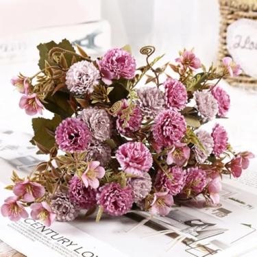 Imagem de Decoração de casa com flores artificiais, decoração de flores rosas, planta de quarto, flor artificial, flor falsa, decoração de casamento, presente (roxo)