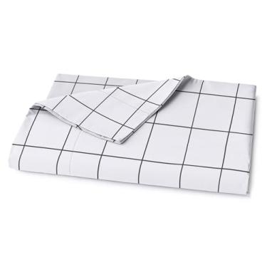 Imagem de Lane Linen Lençol de cima king size 100% algodão orgânico (274 x 264 cm) - lençol de cima king super macio 100% algodão - lençol de cama de algodão leve e durável - vidraça carvão