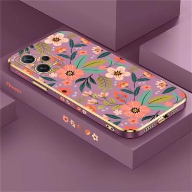 Imagem de Capa de celular com estampa de flores para Xiaomi Redmi Note 12 11 10 9S 8 7 9T 4 Pro MAX, capa de silicone revestida à prova de choque, roxa, 173, para Redmi Note 7 7S