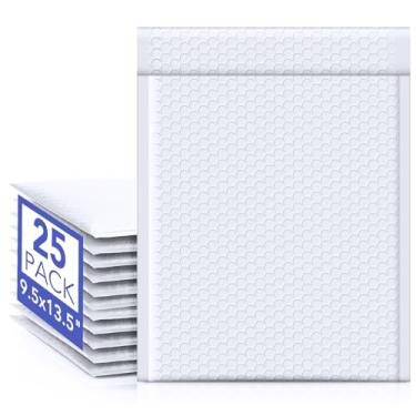 Imagem de Fuxury Envelopes com bolhas brancas 24 x 35 cm, pacote com 25 envelopes grandes acolchoados, pacotes de correspondência, embalagem opaca, autovedante, à prova d'água, sacos de envio para roupas