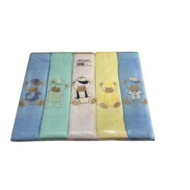 Imagem de Kit Fralda de Pano Bordada Menino e Menina Tecidos Duplo,com 5 Unidade