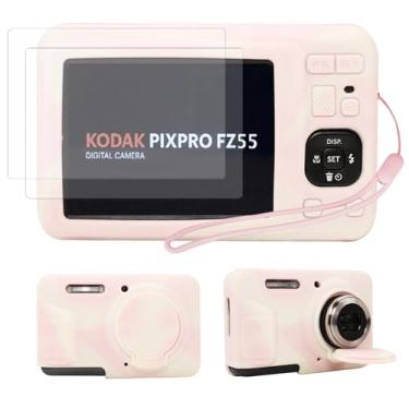 Imagem de Capa de câmera para Kodak Pixpro FZ55, capa protetora de silicone rosa, design slim fit com acessórios (textura fofa)