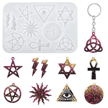 Imagem de Weenkeey Moldes de epóxi com pingente estilo punk estrela sol anka cruz resina moldes de joias charme mágico molde de silicone molde de fundição para artesanato faça você mesmo, joias, brincos,