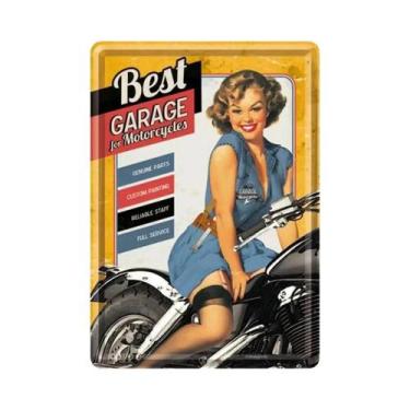 Imagem de Placa De Metal Vintage Da Estação De Gasolina Route 66 Com Meninas Pin