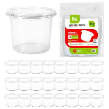 Imagem de Kit Pote Redondo 250 Ml 25 Unidades BPA Free Potinho Multiuso Para Bol