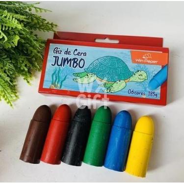Imagem de Giz de Cera Jumbo com 12 Cores - Win Paper - Ideal para Crianças - no-