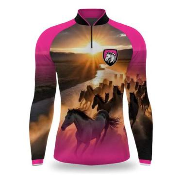 Imagem de Camisa Feminina Cavalo Cavalgada Agro Cowgirl Proteção Uv - Cavalo Agr