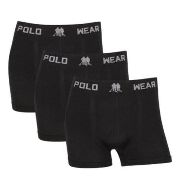 Imagem de Kit 3 Cueca Boxer Polo Wear Masculina Confortável Microfibra, Preto, G