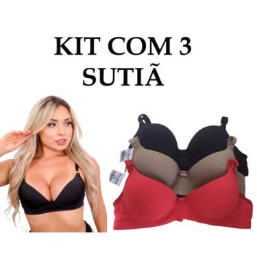 Imagem de Sutiã Básico Kit c/3 Reforçado de Microfibra Com Bojo - Lingerie  - Pu