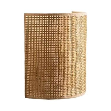 Imagem de Luminária De Parede De Rattan Com Iluminação LED Para Sala De Estar, Q