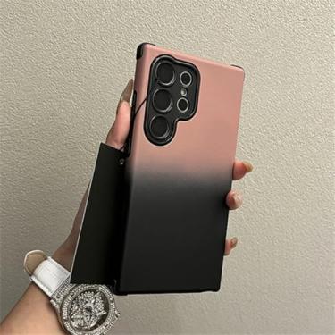 Imagem de MVVKKY Capa de celular luxuosa, degradê, fosca, à prova de choque, com airbag, para Samsung S25Plus (para Samsung S25Plus/rosa e preto)