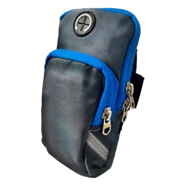 Imagem de Braçadeira Esportiva para Celular, Bolsa Braçadeira, 18x11x4cm, com 2 Bolsos com Zíper, Saída para Fone, Impermeável, para Ciclismo e Corrida