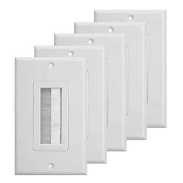 Imagem de Placa de parede de pincel com cerdas da Teniniyu, inserção multimídia com placa de parede decorativa para cabos de baixa tensão, tamanho padrão 1-Gang, policarbonato termoplástico, branco, Branco, 5 Pack