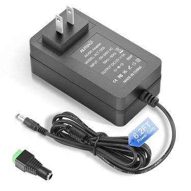 Imagem de ALITOVE Fonte de alimentação 12V CC 5A adaptador CA 100-240V 50-60Hz 12 volts conversor transformador 5 Amp 4A 3A com plugue de 5,5 x 2,5 mm 2,1 mm para fita de LED câmera de segurança CCTV BT