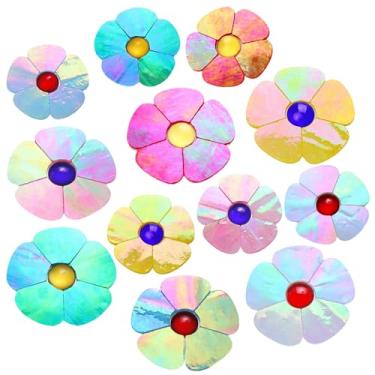 Imagem de Conjunto de azulejos de mosaico de flores de 6 cores para artesanato faça você mesmo, 2 tamanhos, kits de mosaico de pétalas de flores de vidro colorido, suprimentos para decoração de casa, DIY