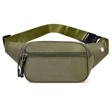 Imagem de Pochete transversal para homens e mulheres, bolsa de cintura grande, bolsa de quadril com alça ajustável para atividades ao ar livre, treino, viagem, corrida, Verde, One Size, Verde