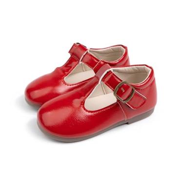 Imagem de Sapatilhas de balé Mary Jane para meninas de Natal, sapatos de princesa macios com laço para festa de casamento, uniforme escolar, caminhada casual, Natal e batismo, vermelho