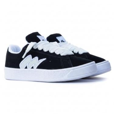 Imagem de Tênis Moretto Flipstreet Premium | Sneaker Sola Alta Plataforma Chunky Estilo Streetwear Urbano |Casual Confortável Masculino Feminino | Calçado da Moda Preto e Branco com Raio Lateral (PRETO/BRANCO, BR, Adulto, Numérico, M, 39)