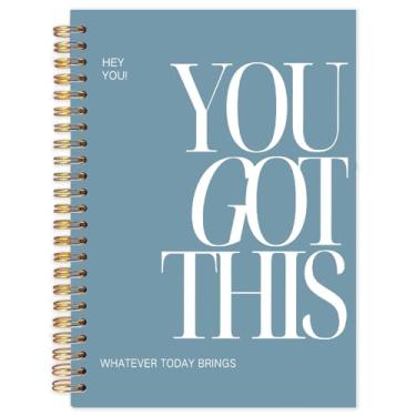 Imagem de Yhtrg You Got This Inspirational Notebooks Journal, Caderno espiral motivacional azul para mulheres, cadernos positivos motivacionais azuis para material escolar de escritório, 14 x 21 cm