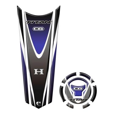 Imagem de Adesivo Faixa Gravata Tanque E Bocal Moto Resinado Cg Titan Azul Azul