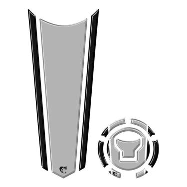 Imagem de Adesivo Faixa Gravata Tanque E Bocal Moto Resinado Variados Cinza Preto