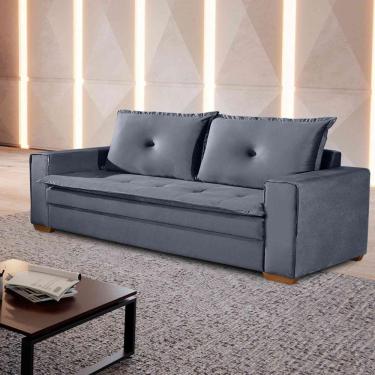 Imagem de Sofá Fixo De 3 Lugares Unique 2,10m - Tudo De Móveis Cinza